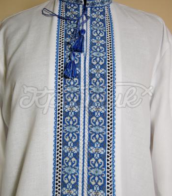 Мужская вышиванка с голубой вышивкой Киев