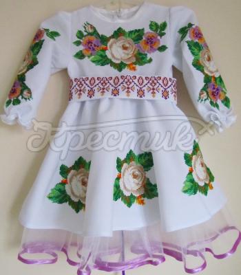 Детское платье вышиванка "Чайная роза" фото