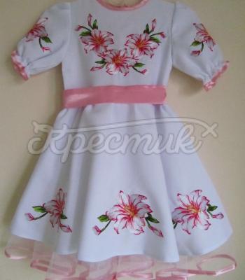 Детское платье вышиванка "Розовая лилия" фото