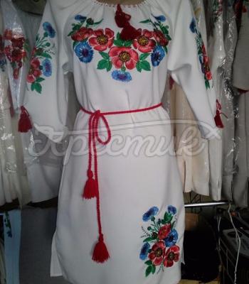 Женское вышитое платье " Маки и васильки"" 2 купить