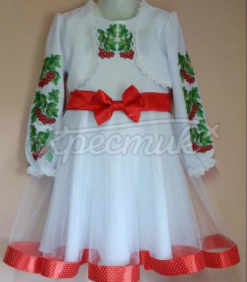 Вышитое платье для девочки "Калинка" фото