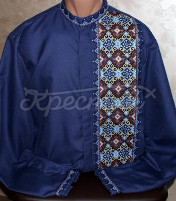 Мужская синяя вышиванка "Вацак" купить вышиванку Одесса