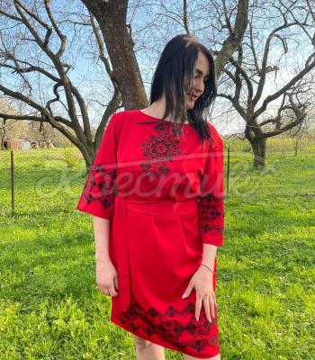 Жіноча червона сукня "Монро" купити вишиту сукню