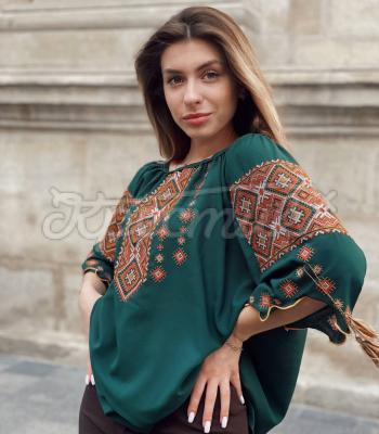 Вышитая зеленая блузка "Мелисса" украинский бренд