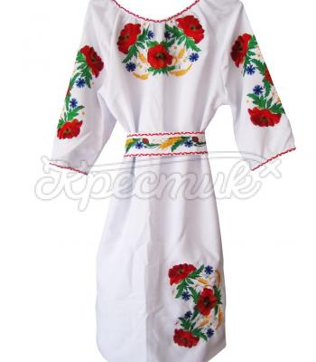 Женское белое платье с вышивкой