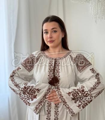 Вишита довга сукня «Орися» замовити жіночу сукню з вишивкою хрестиком Київ