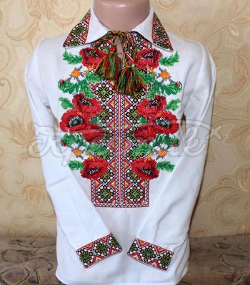 Детская вышиванка  "Украинские маки" фото