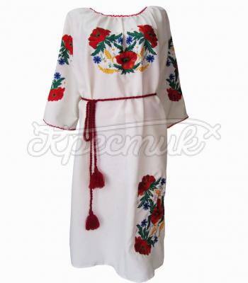 Украинское платье с маками и ромашками