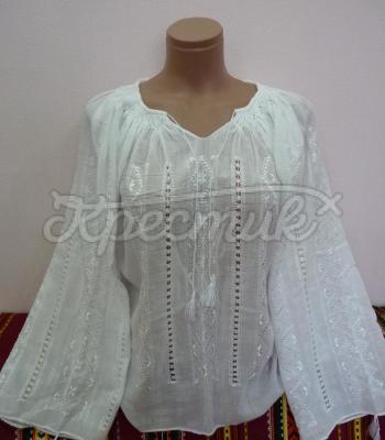 Белая вышитая блузка  марлевка "Шелковый маркизет" фото