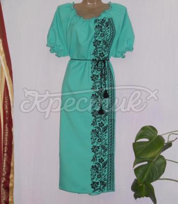 Женское вышитое платье "Мята" фото