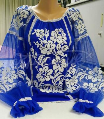 Стильная синяя блуза из евро сетки "Мелоди" фото 