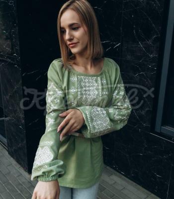 Жіноча вишиванка «Зелена гармонія» купити українську вишиванку Київ