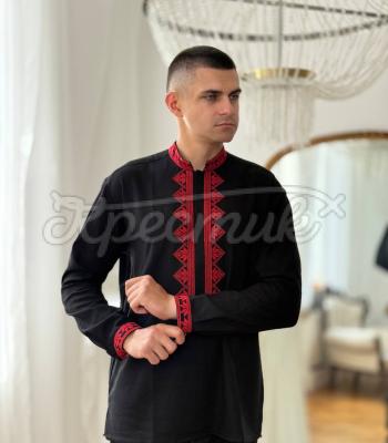 Чорна чоловіча вишиванка «Родана» купити вишиванку Київ
