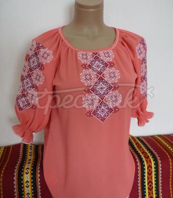 Женская шифоновая вышитая блузка "Цветочный узор" фото