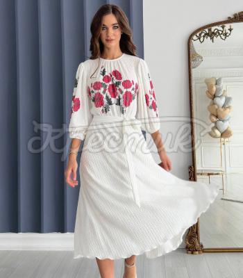 Молочна жіноча сукня святкова "Лілу" українська сукня