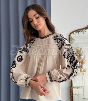 Офісна бежева жіноча блуза "Сахара" український бренд 