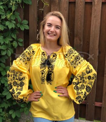 Жёлтая вышитая блуза "Одуванчик" фото