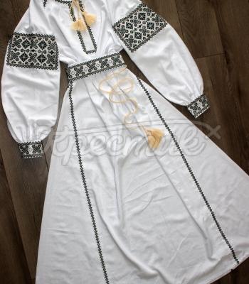 Біле плаття з вишивкою "Елегія" фото