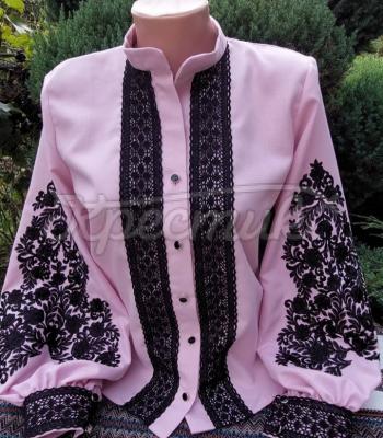 Розовая вышитая блуза "Самира" фото