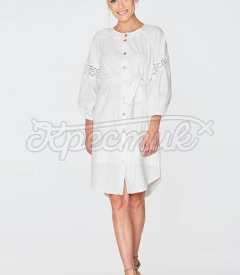 Белое льняное платье "Венеция" фото