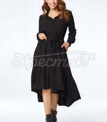 Черное платье с рюшами "Ночь" фото
