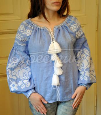 Женская вышиванка на льне "Цветочное облако" boho blouse buy