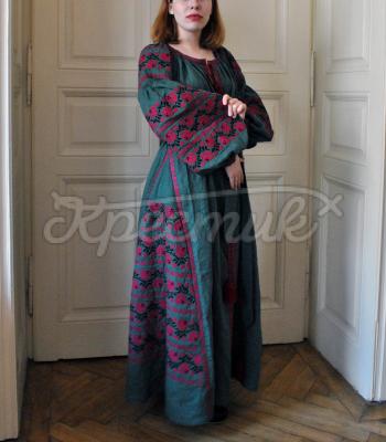 Платье вышиванка на льне "Розалия бохо" фото