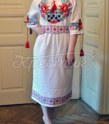 Женское вышитое платье "Цветочный луг" фото