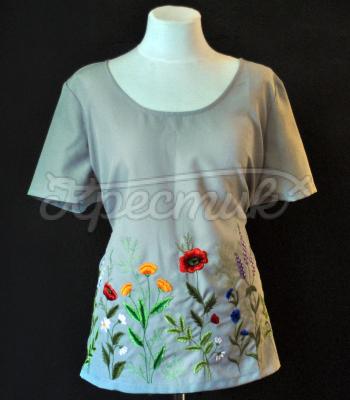 Вишита блузка на бавовні "Квіткове поле" купити вишиванки