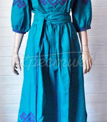 Женское вышитое платье "Мятный оберег" фото