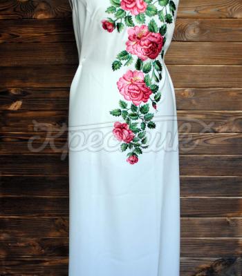 Нежное белое вышитое платье "Розы" фото