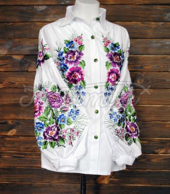 Жіноча вишита блузка "Квітковий шовк" фото