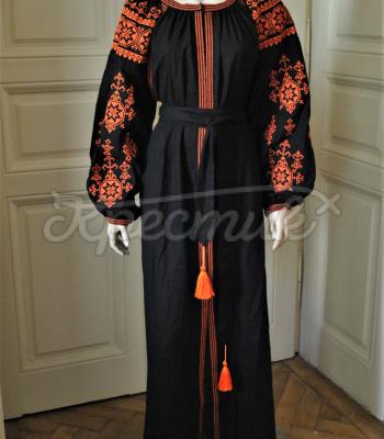 Яркое женское вышитое платье бохо "Оранж" в интернет-магазине Крестик