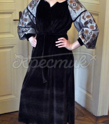 Женское бархатное платье бохо с орнаментом "Кая" фото