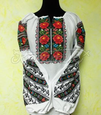 Женская Борщевская блузка вышиванка "Роза красная" фото