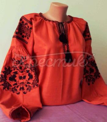 Вышитая женская блузка Оранжевый магнит фото