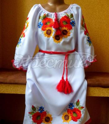 Украинское платье вышитое "Полевые цветы" фото