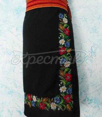 Украинская черная юбка с цветами