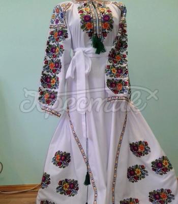 Белое платье вышиванка "Борщевская идилия" фото Крестик Киев