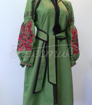 Женское платье вышиванка "Зеленая весна" фото Крестик Киев
