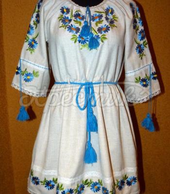 Купить женское вышитое платье "Васильковое поле"