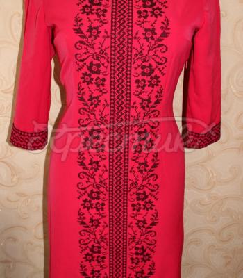 Красное украинское платье с сокальской вышивкой фото