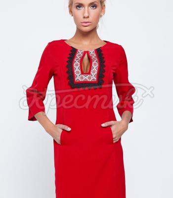 Купить красное платье с рукавом три четверти