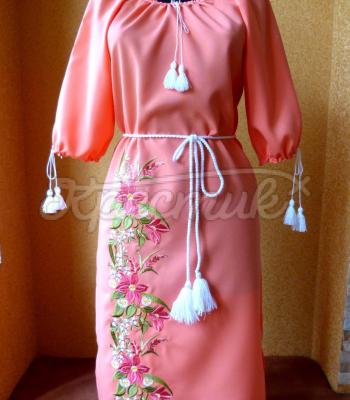 Вышитое украинское платье "розовые мечты" купить