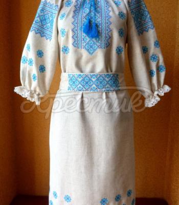 Вышитые украинское женское  платье "бирюза" купить