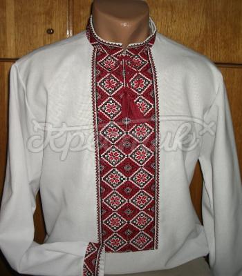 Белая мужская вышиванка "Козацкая" фото