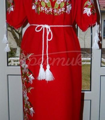 Вышитое платье в украинском стиле "Аромат лилий" фото