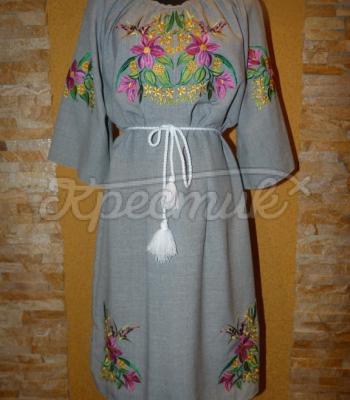 Вышитое украинское платье "Поле льна" купить