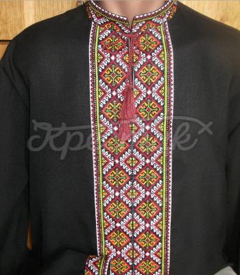 Вышиванка украинская мужская длинный рукав на черном