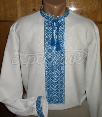 Мужская сорочка вышиванка в голубых цветах